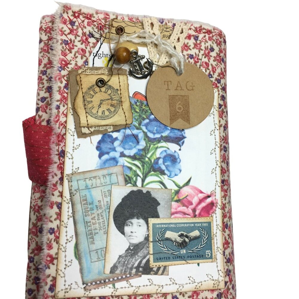 Writing Junk Journal Vintage Style Fabric Cover Diary Includes Ephemera No 6 u